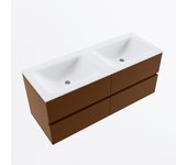 Mondiaz vica 120cm mueble de baño rust 4 cajones. con lavabo cloud doble 2 orificios color talc