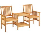 Sillas y mesa de té de jardín con cojines madera maciza acacia