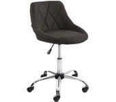 Silla de oficina taburete de trabajo con costuras decorativas regulable en altura y giratorio en tela gri 10_0003229