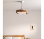 Wind clear rattan - ventilador de techo 40w silencioso ø107cm aspas retráctiles con luz led de 36w y mando a distancia sin wifi