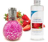 Lámpara catalítica mosaico fucsia + aroma wild strawberry 200 ml - elimina malos olores e impurezas, perfuma y mejora la calidad del aire