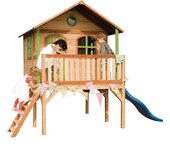 Axi sophie casa infantil de madera fsc con tobogan azul | casita de juegos para niños de jardin / exterior | parque infantil en marrón y verde