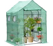 Invernadero de pe para hortalizas con puerta, verde, 143x73x195cm