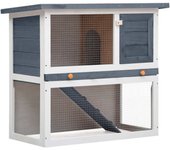Vidaxl jaula conejera con 1 puerta madera gris