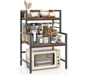 Estante extensible para microondas con 3 niveles, estante para microondas con marco metálico, organizador de cocina estante para especias, microondas