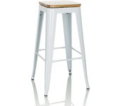 Taburete de bar vantaggio high ws blanco metalizado / asiento madera auténtica giratorio claro hjh office