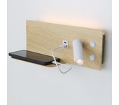 Aplique de pared 7w + foco orientable 3w, con puerto usb y type c, interruptores, luz 2700k, foco derecho metal efecto madera