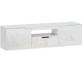 Homcom mueble de tv bajo con 2 puertas y cajón, 160 cm de largo, para televisores de hasta 65 pulgadas, con organizador de cables para salón, color bl