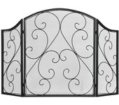 Paraventos plegable de chimenea en metal negro 66x31x81 cm