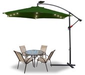 Sombrilla con led, sombrilla de jardín con 6 varillas, sombrilla basculante, sombrilla de terraza para jardín, playa, piscina y cafetería 300 cm verde