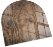 Placa de cristal para chimenea, zócalo protector de chimenea, diseño moderno | 100x100 | semicírculo | patrón de madera natural