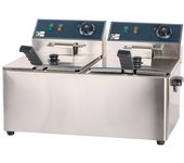 Cleiton® freidora industrial eléctrica 8+8 litros doble sobremesa | freidora profesional de aceite en acero inox 6500 w termostato alta precisión