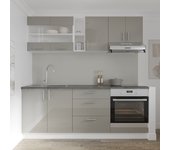 Set cocina haaus karo v12, gris brillante/blanco, mdf, encimera thermo 28 mm, l 200 cm
