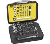 Stanley 1-13-907 - juego de puntas de destornillador expert vasos 14 pulgadas llave con sistema carraca 40 piezas