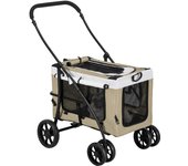 Carrito para perros pawhut tela oxford, acero caqui 81x58x97.5 cm