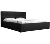 Cama pomona 105, doble, negro, 200x200, tapiz, somieres, 220x223x93cm