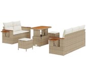 Conjunto de sofá de jardín de 8 piezas vidaxl con cojines beige poliratán, conjunto de comedor de jardín de 3 piezas vidaxl con cojines beige poliratá