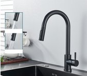 Grifo de cocina extraíble(negro)con base extraíble,mezclador de agua fría y caliente de acero inoxidable g3/8,grifo giratorio de 360° para fregadero