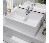 Lavabo de cerámica con orificio para grifo blanco 51,5x38,5x15 cm vidaxl