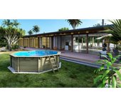 Piscina de madera 4,71x4,72 - h.1,20 m - con filtración y caseta para depuradora - bas753osp+sza7 - altanka