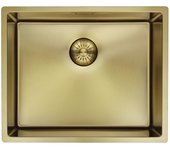 Fregadero pure.sink prestige 50x40 cm pvd oro con radio de 10 mm para instalación bajo encimera, al ras y sobre encimera ppg5040-60.