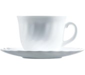 Taza desayuno con plato 28cl vidrio blanco trianon luminarc