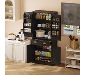 Aparador de cocina 80x40x182cm - con 2 puertas y 1 cajón - 2 puertas con estantes - negro