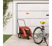 Vidaxl remolque de bicicleta mascotas hierro tela oxford naranja
