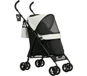 Cochecito para perros pawhut acero, tela oxford crema 76x44x103 cm
