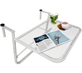 Mesa colgante balcón outsunny metal blanco 60x56.5x45 cm