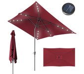 Sombrilla rectangular 200x300 cm, uv30+, para balcón, terraza y jardín, con manivela y led, roja