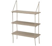 Estante de pared con 3 estantes con fijación de cuerda 60 cm aspecto madera 03_0001714
