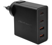 Cargador qoltec gan power pro | 2xusb-c | 2xusb | 130w | 5-20v | 1,5-5a | xp | negro