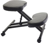 Sillón de rodillas hwc-e10, taburete taburete de rodillas, regulable en altura ruedas imitación cuero metal certificado mvg ~ negro