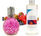 Lámpara catalítica mosaico fucsia + aroma summer fruits 200 ml - elimina malos olores e impurezas, perfuma y mejora la calidad del aire