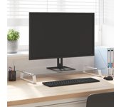 Vidaxl soporte para monitor blanco 80x35x8 cm vidrio templado y metal