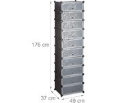 Muebles zapateros modulares taquillas de plástico almacenamiento 20 pares negro 13_0001644_3