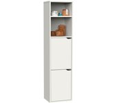 Columna de baño, mueble auxiliar, armario alto estilo moderno 150x36,5x30 cm espacio almacenaje, briebe, blanco, aura