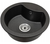 Fregadero cocina negro 48,8x48,8cm, fregadero granito 1 seno + sifón
