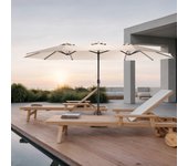 Sombrilla rectangular grande de 45,7 m para exteriores, de doble cara, con manivela (caqui)
