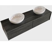 Mondiaz lush 150cm mueble de baño antracite con 2 cajones. con lavabo doble sin orificios blanco brillo