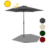 Sombrilla de jardín 350 cm, uv30+, sombrilla de exterior, sombrilla de terraza, manivela, gris, sombrilla de playa