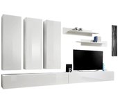 Mueble de tv fly e1 de diseño, color blanco brillante. mueble colgante moderno y de tendencia para tu sala de estar.