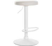 Taburete de bar x1 diseño sencillo regulable en altura revestimiento de pvc blanco patas de metal blanco 10_0005346