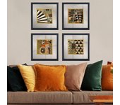 Cuadro decorativo enmarcado cam56731096 multicolor 32x32 cm (4 piezas)