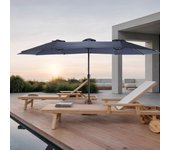 Sombrilla rectangular grande de 45,7 m con doble cara y manivela (azul marino)