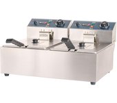 Romux® freidora industrial eléctrica 6+6 litros doble sobremesa | freidora profesional de aceite en acero inox 5000 w termostato alta precisión