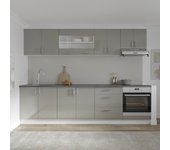 Set cocina haaus karo v22, gris brillante/blanco, mdf, encimera thermo 28 mm, l 280 cm