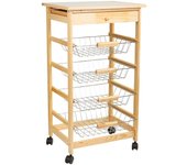 Carro de cocina de madera marrón 47x37x85