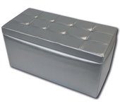 Puf de almacenamiento felicita, baúl de contenedor, soporte para sofá, reposapiés con caja, made in italy, 90x45 h45 cm, plata